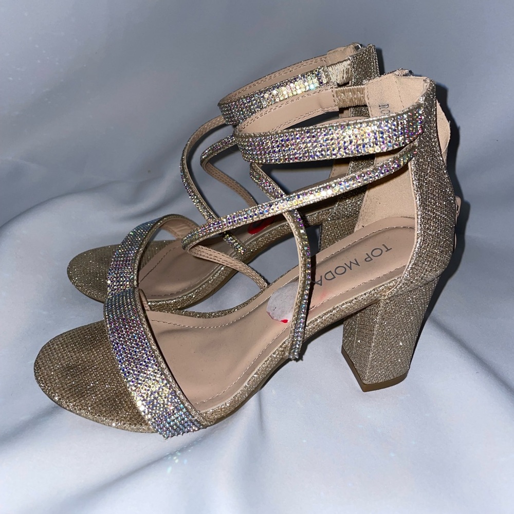 Worn ONCE - Gold/Iridescent Top Moda Heels